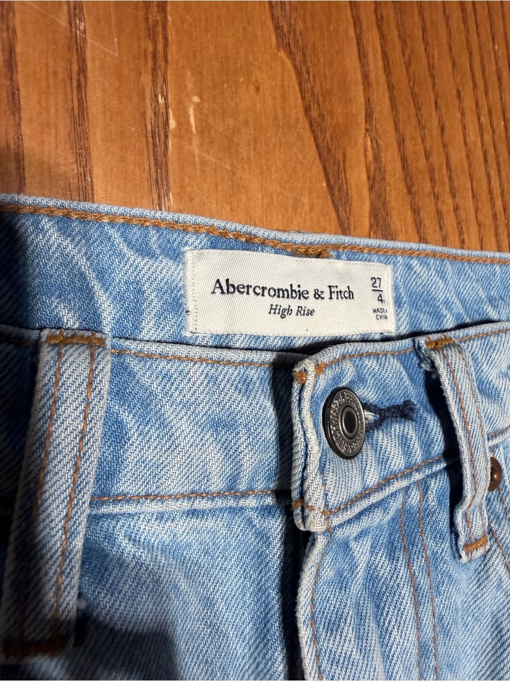 Abercrombie & Fitch Light Blue Denim Maxi Skirt with Front Slit - Picture 4 of 5